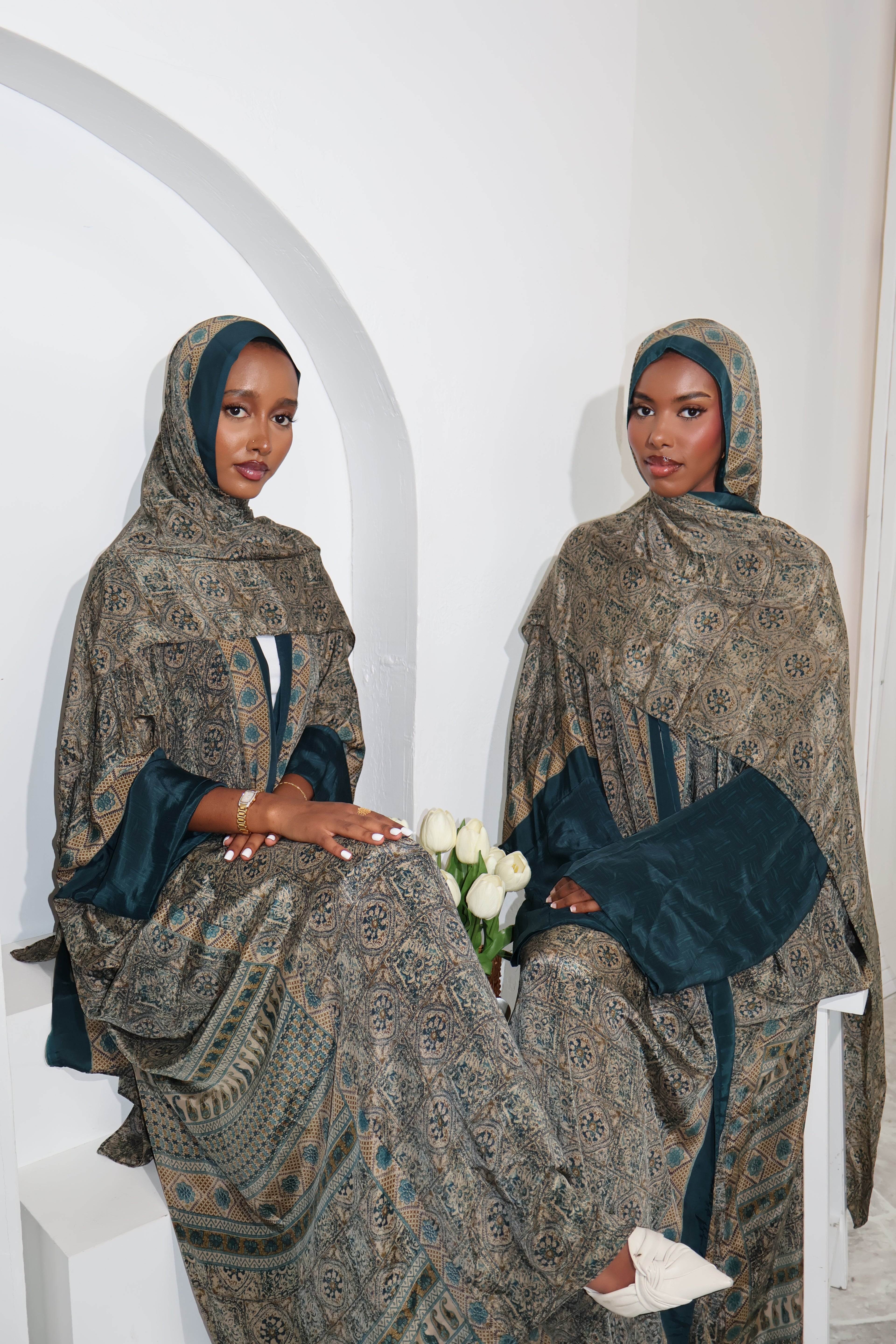 Floral Abaya - Emerald