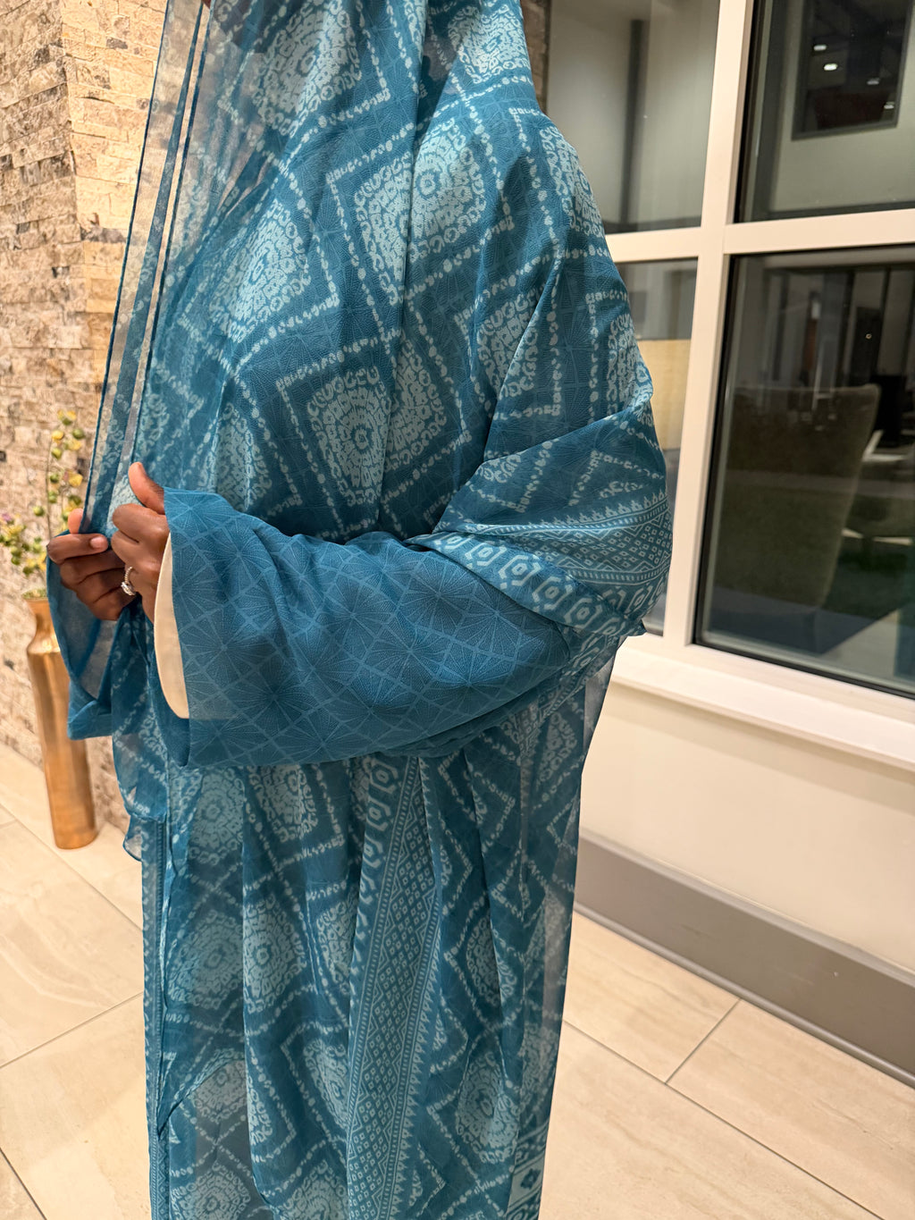 Floral Abaya - Blue