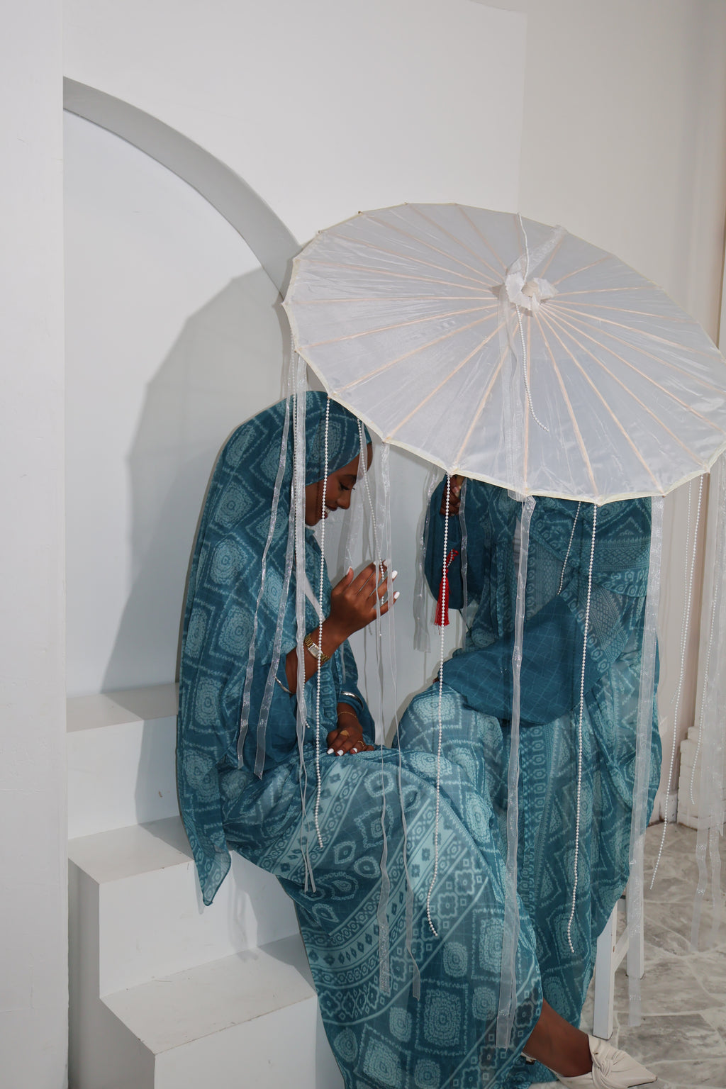 Floral Abaya - Blue