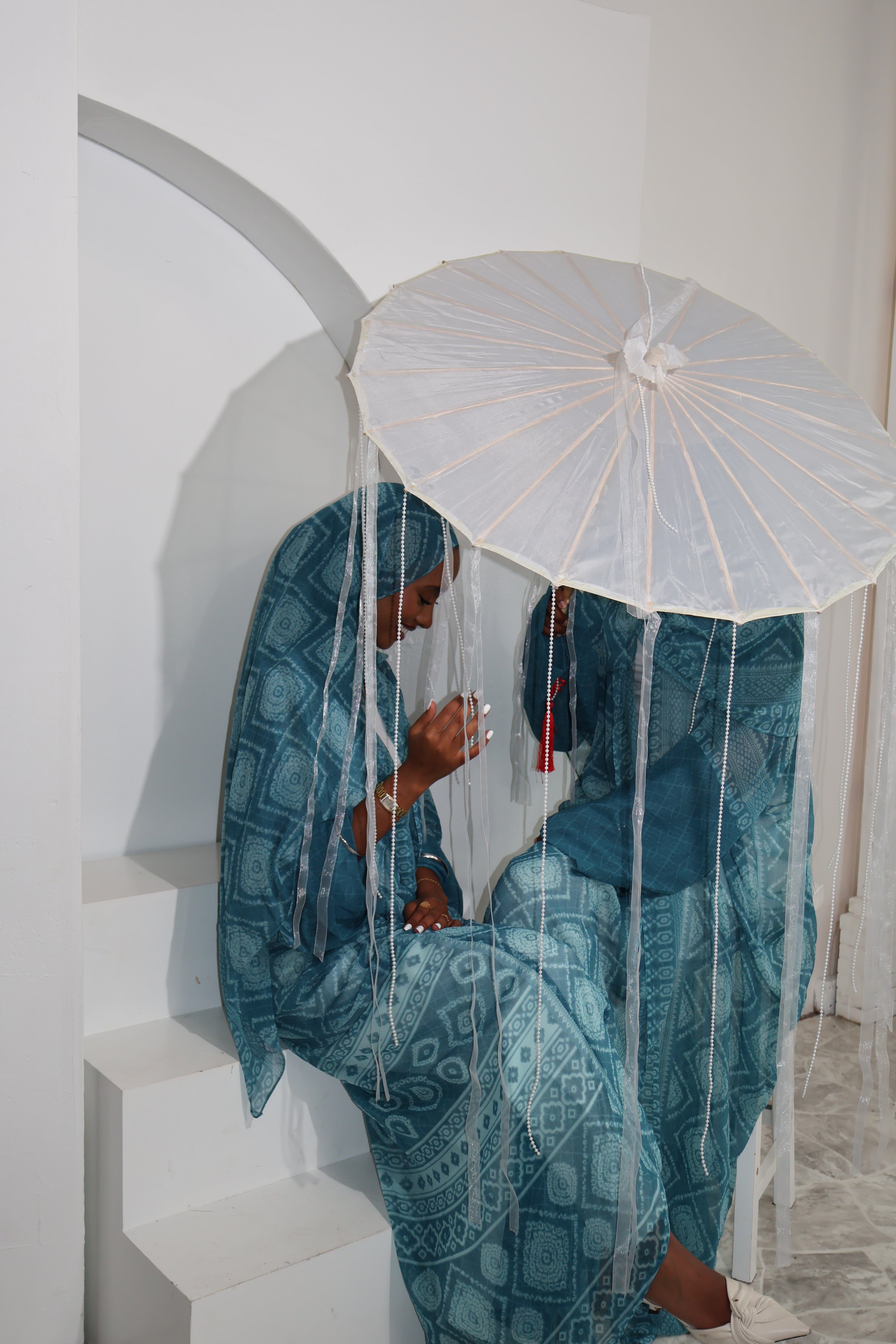 Floral Abaya - Blue