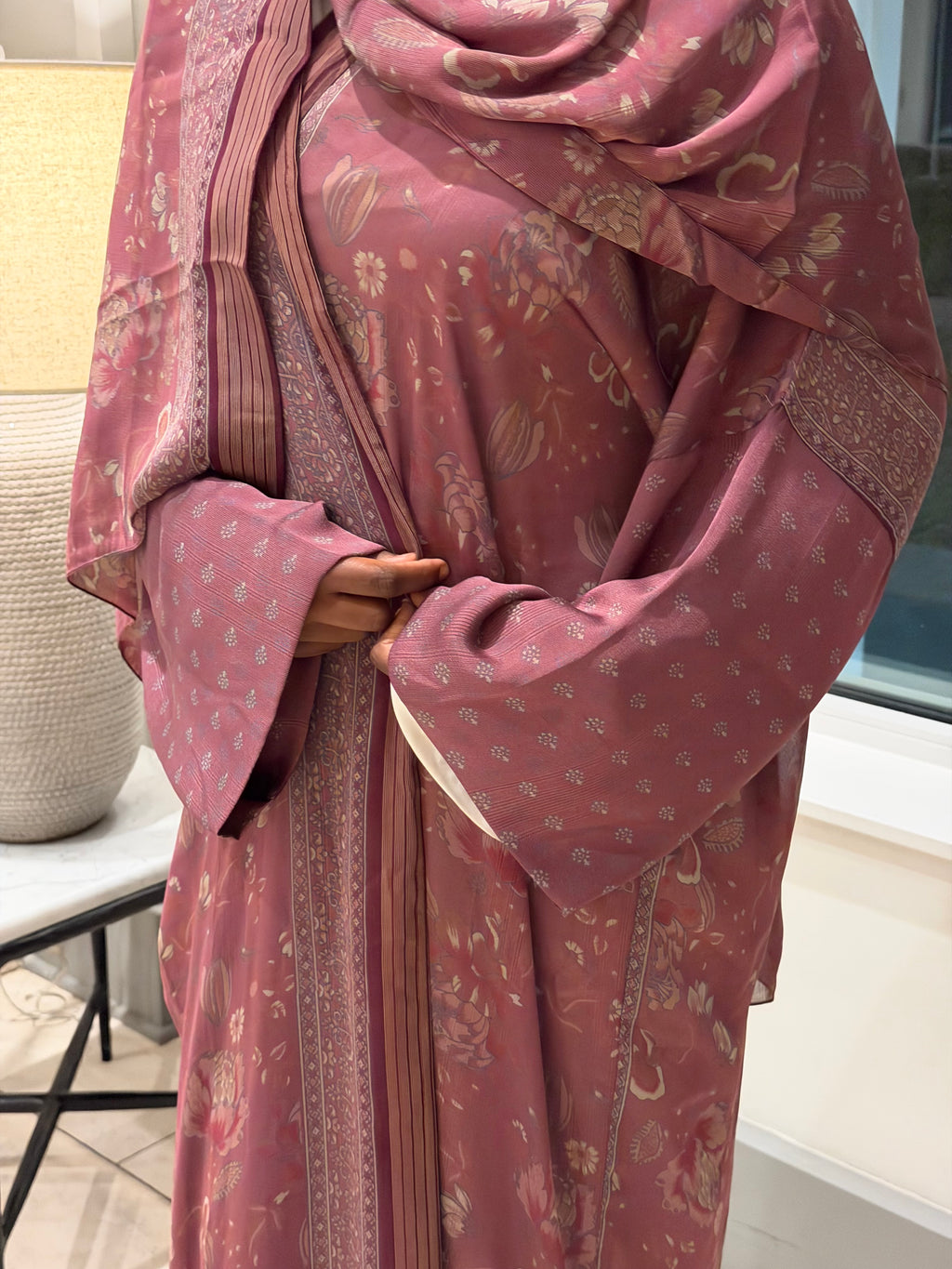 Floral Abaya - Pink