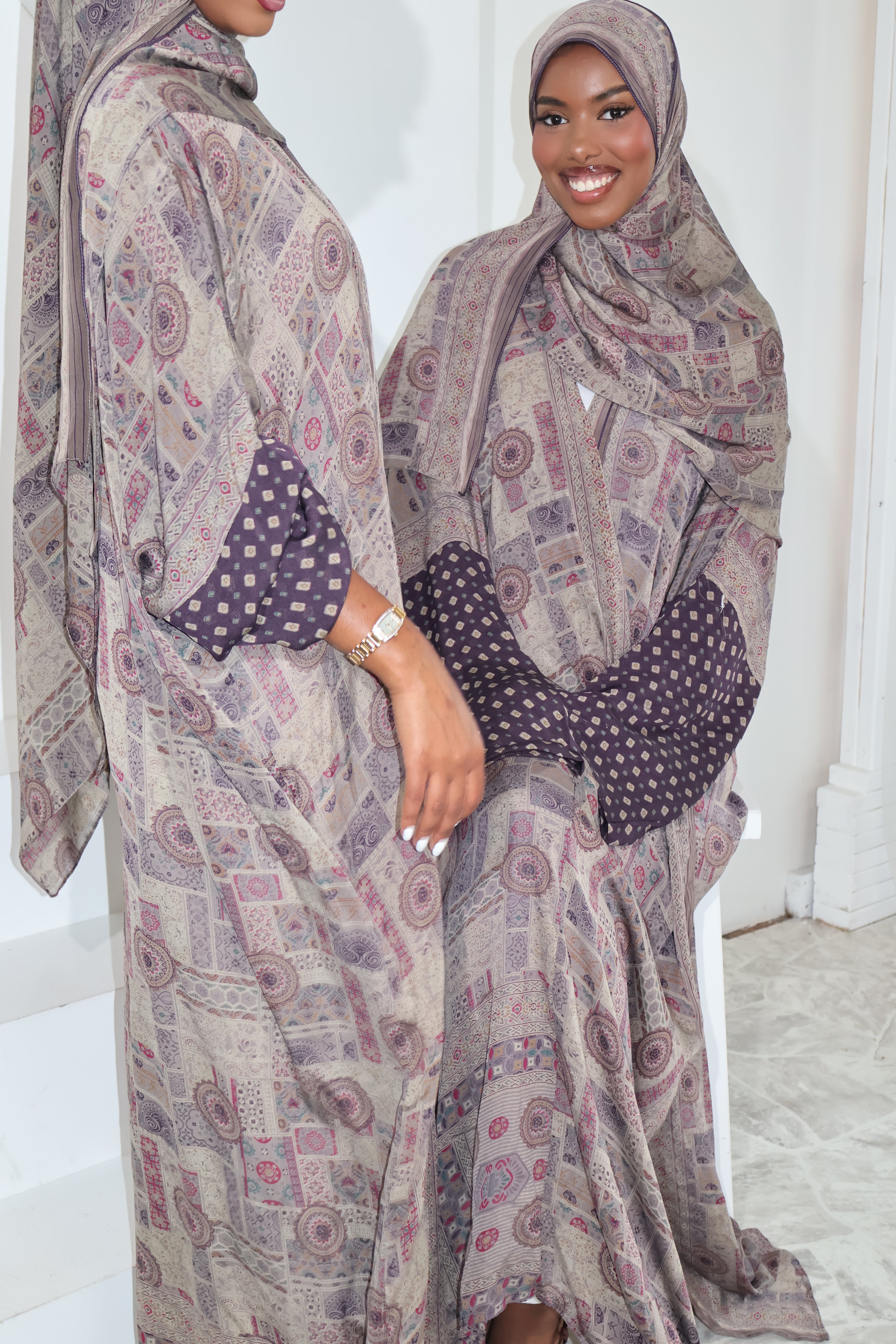 Floral Abaya - Lavender