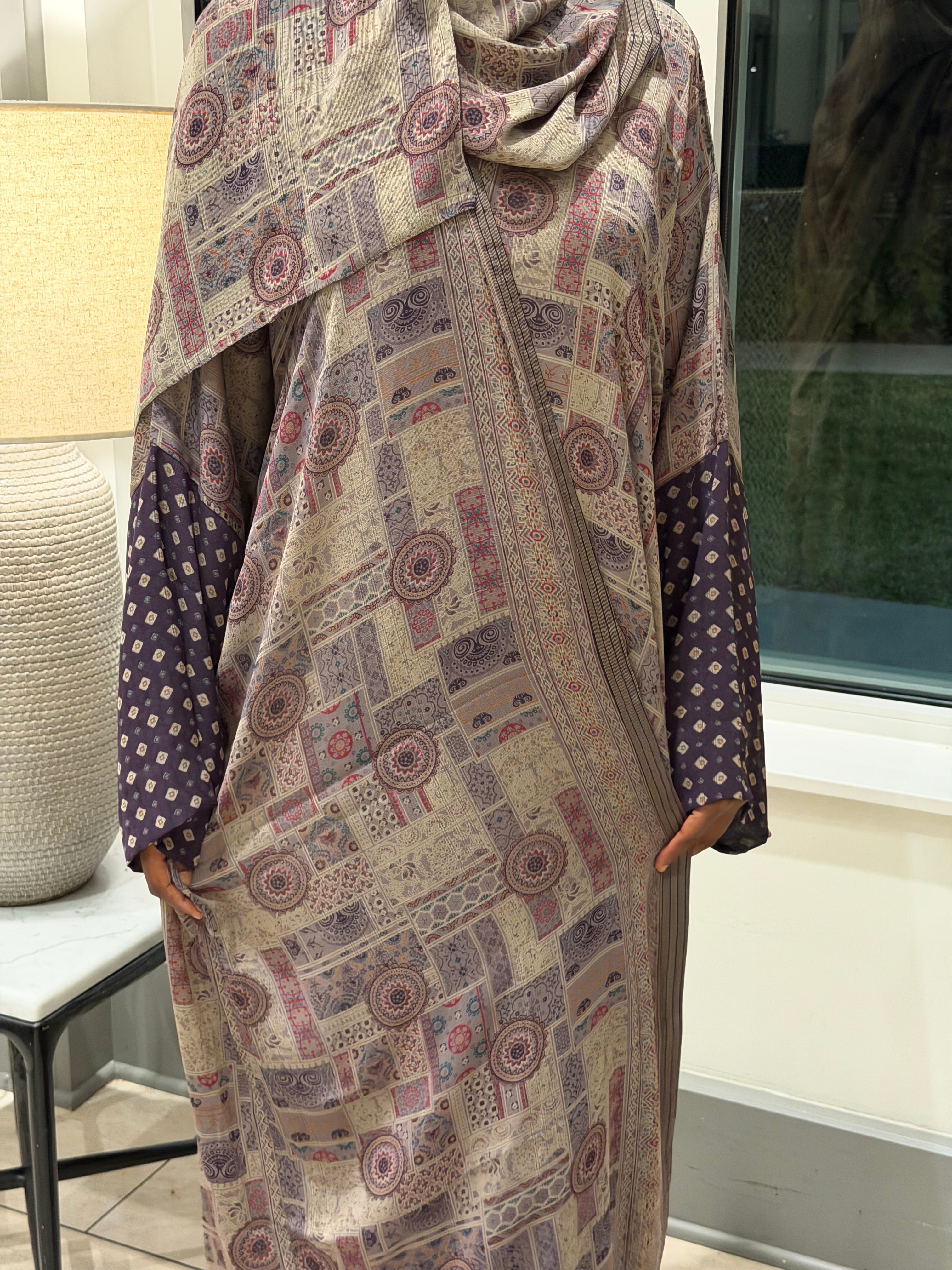 Floral Abaya - Lavender