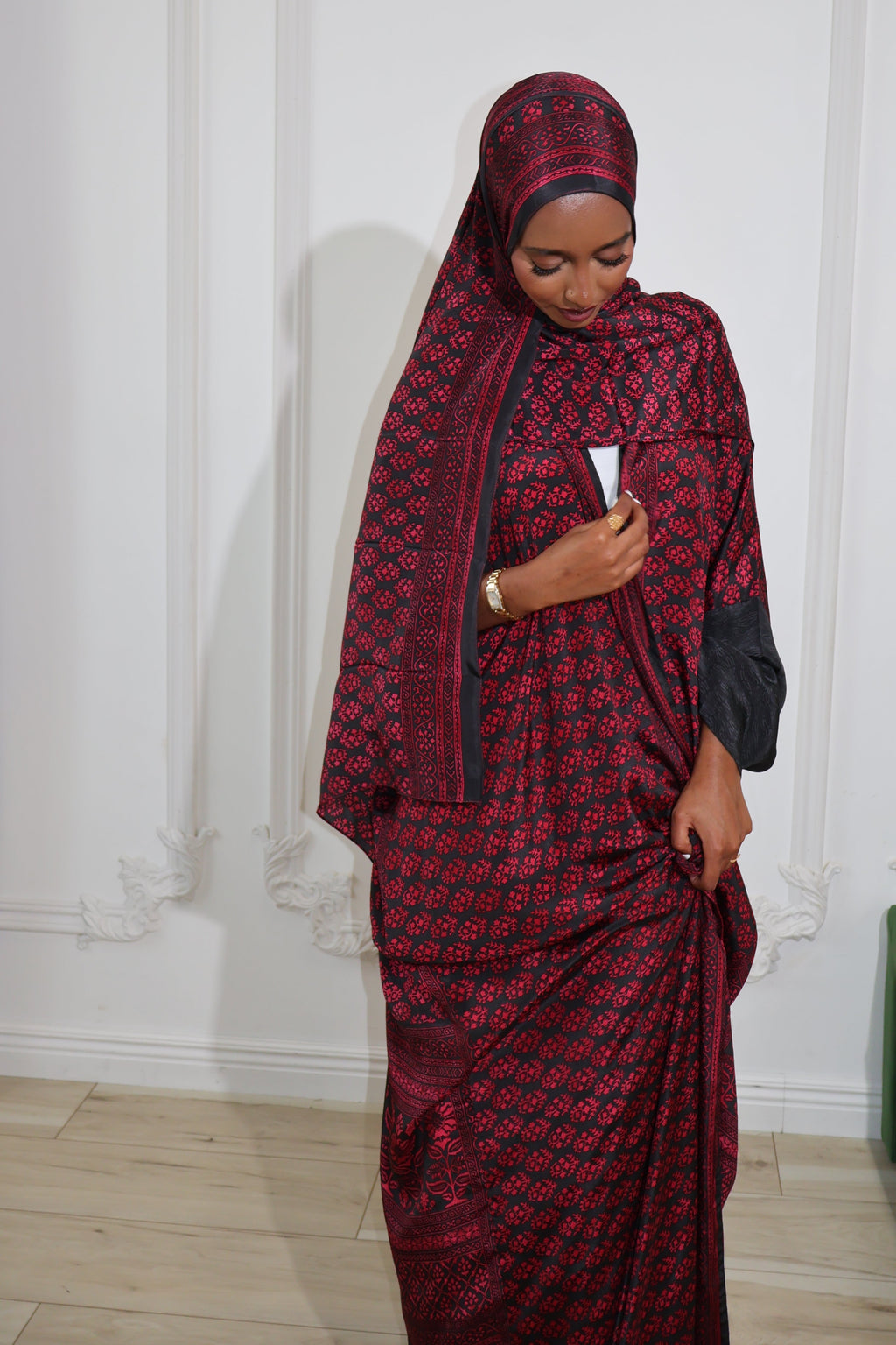 Floral Abaya - Red