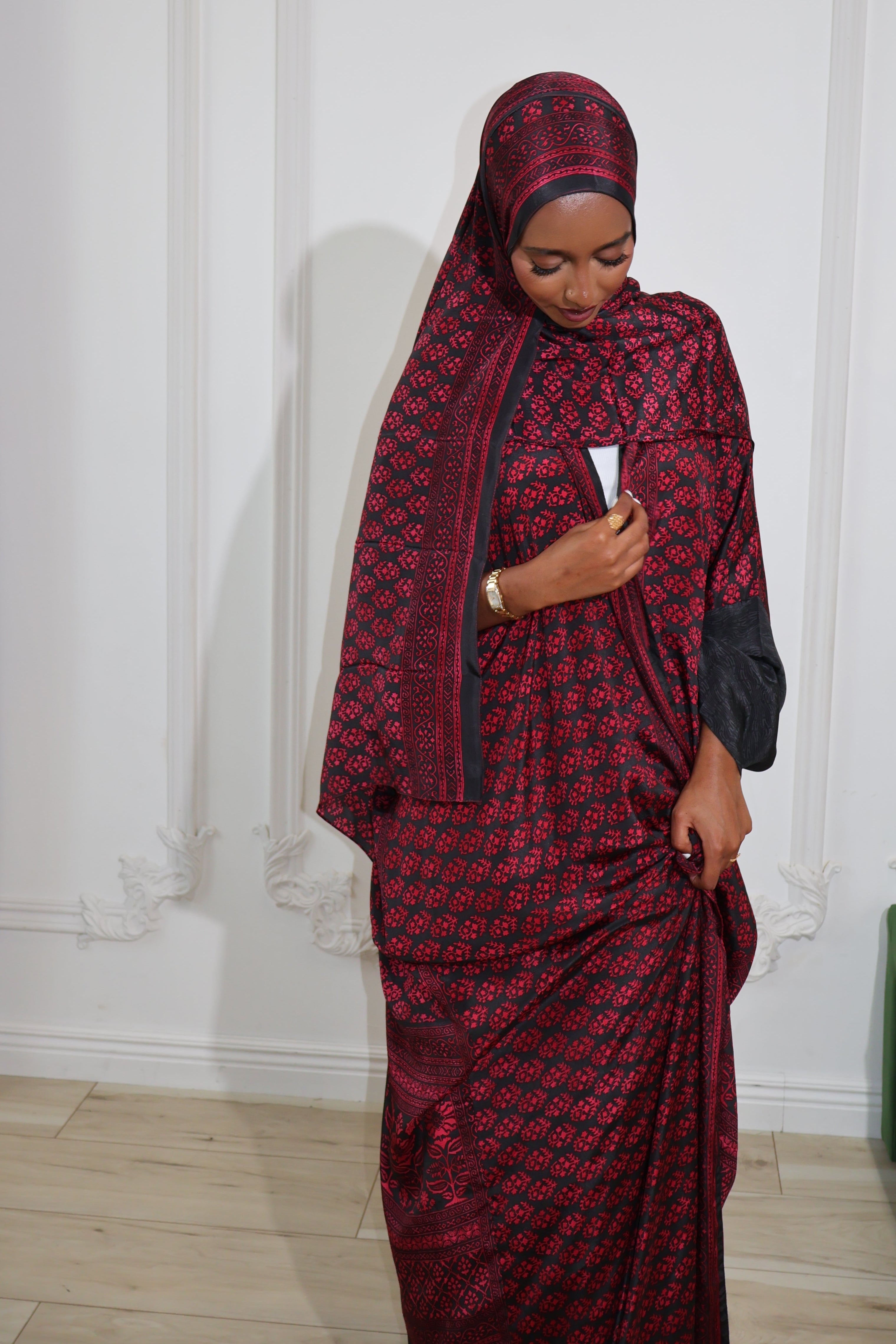 Floral Abaya - Red