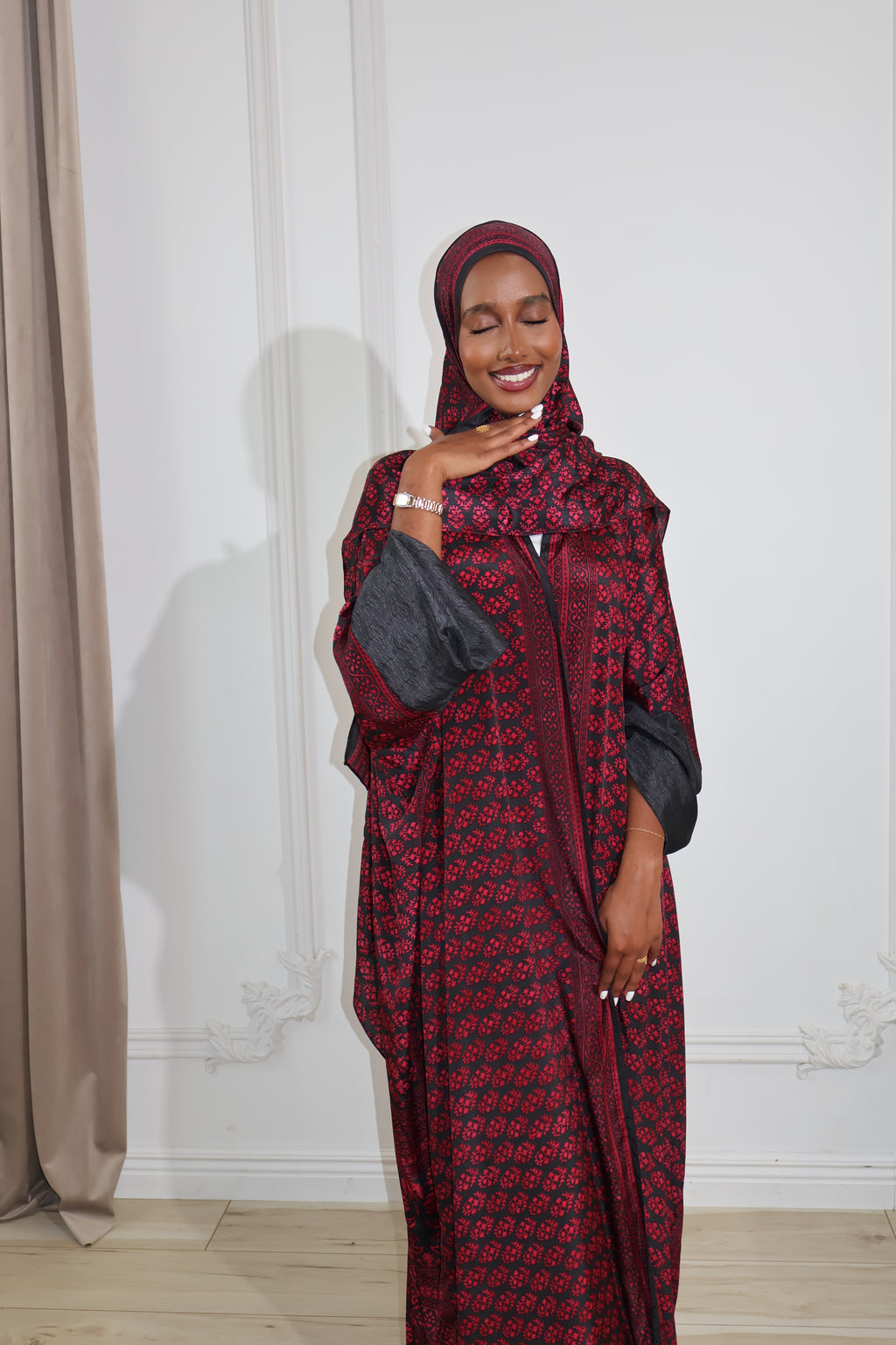 Floral Abaya - Red